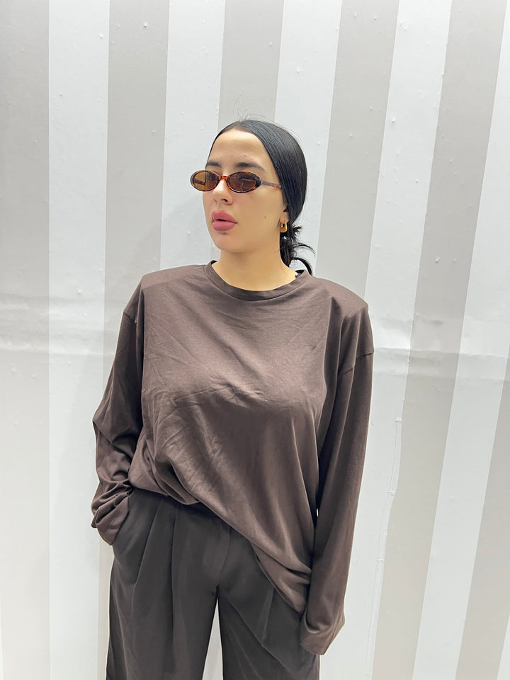 T-SHIRT SPALLINE MARRONE