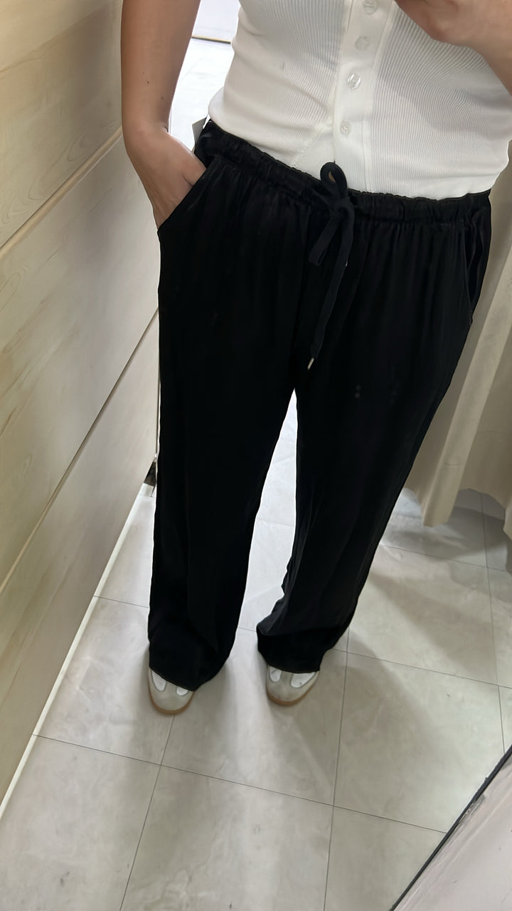 PANTALONI SATIN NERO