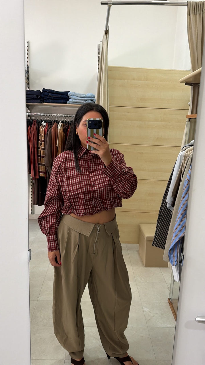 CAMICIA CROP QUADRETTO