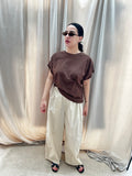 PANTALONI LARGHI COTONE BEIGE