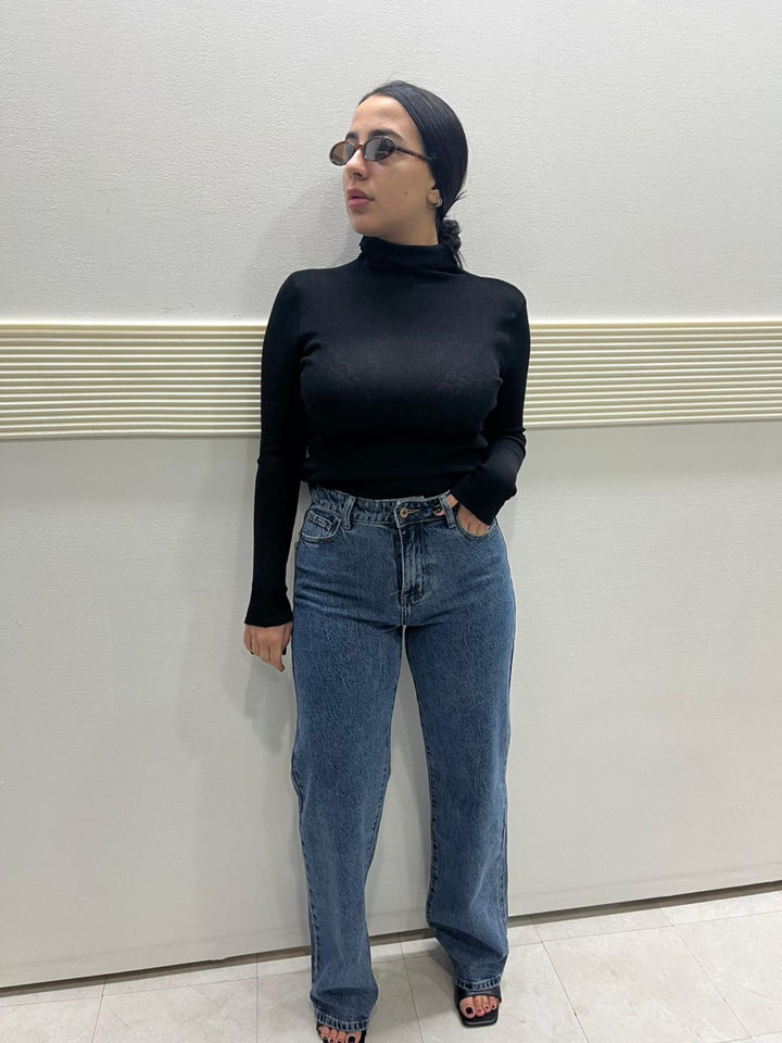 MAGLIONCINO COSTINE COLLO ALTO NERO