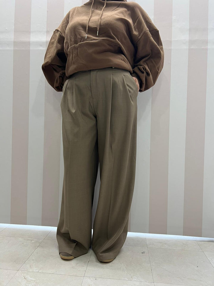 PANTALONI WIDE LEG Tortora