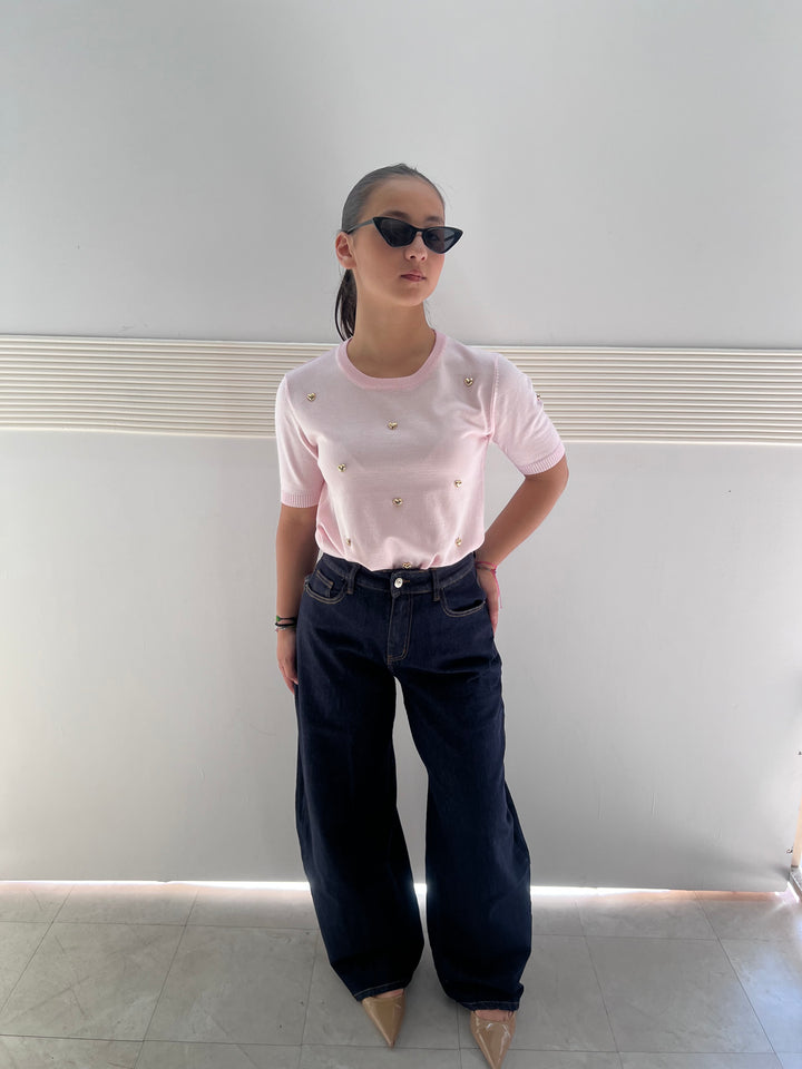 MAGLIA IN FILO ROSA