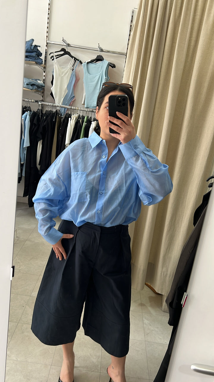 CAMICIA SEMITRASPARENTE  CELESTE