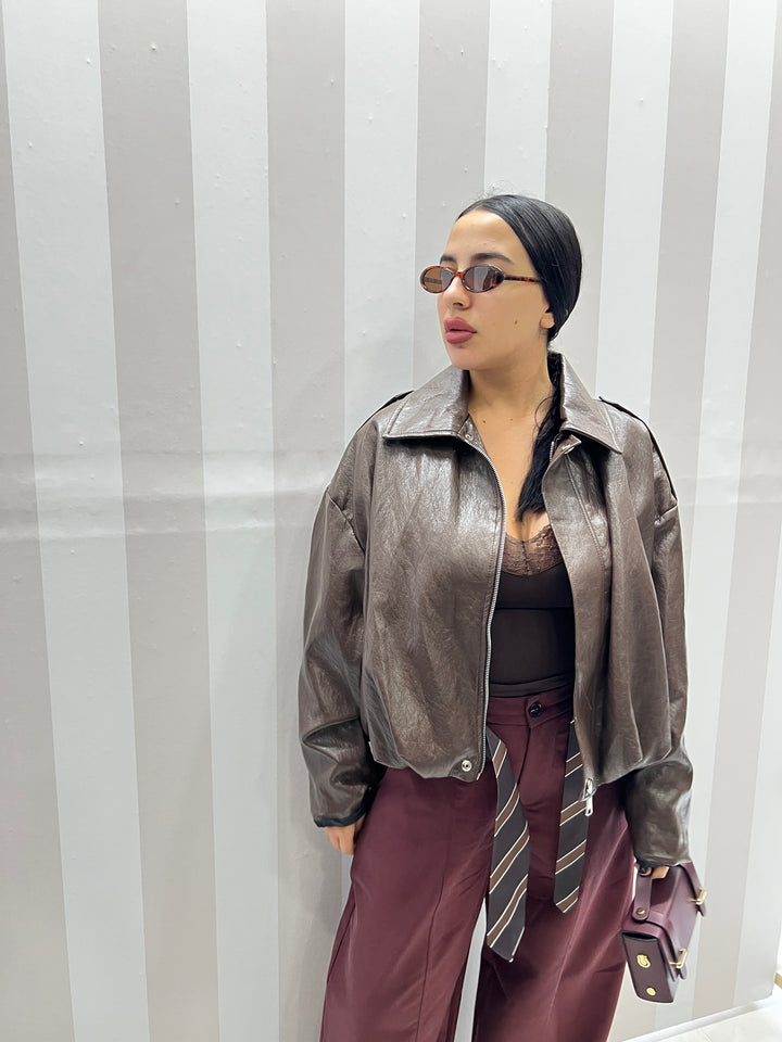 GIUBBOTTO ECOPELLE MARRONE