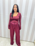 PANTALONI SATIN bordeaux