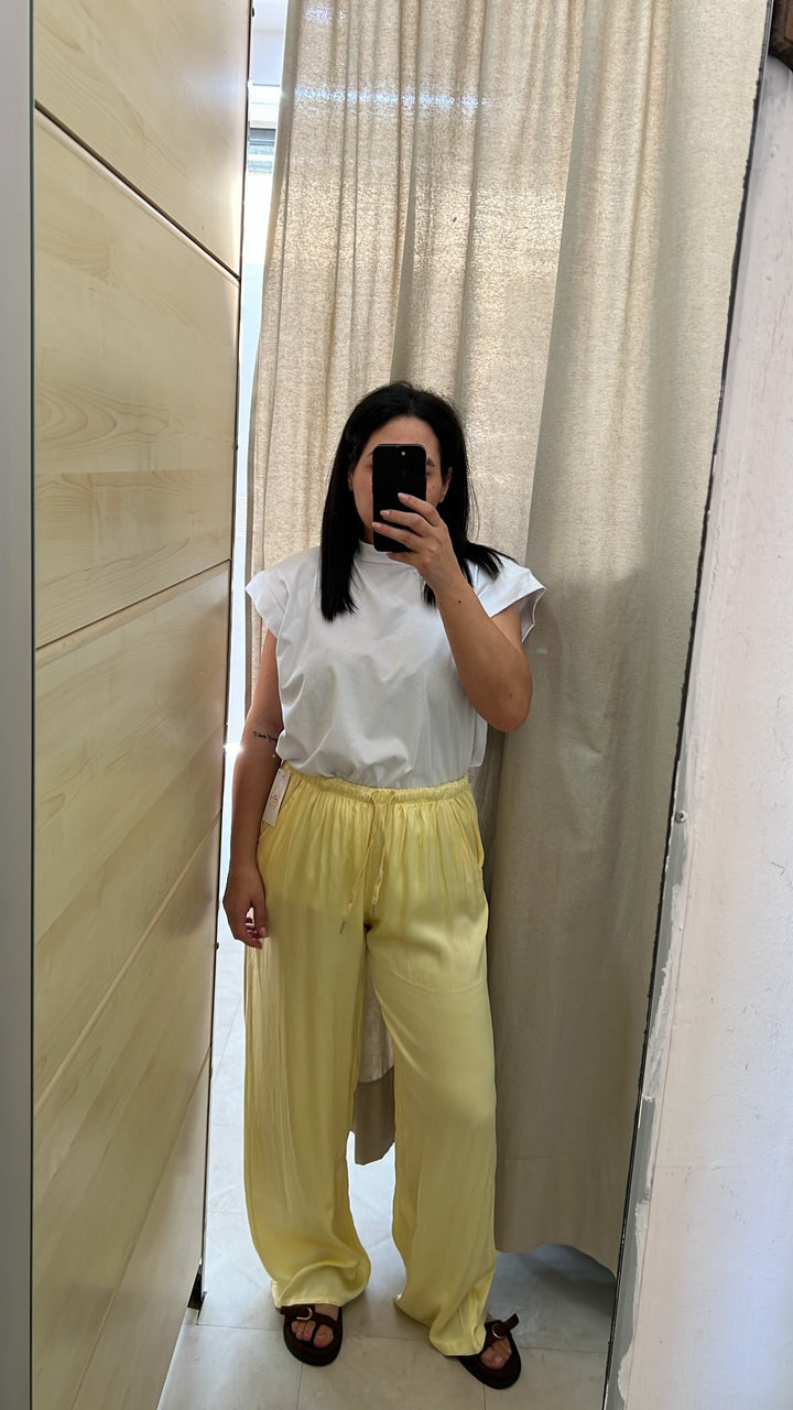PANTALONI SATIN GIALLO