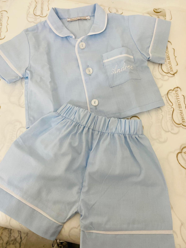 PIGIAMA CAMICIA tinta unita bambini corto