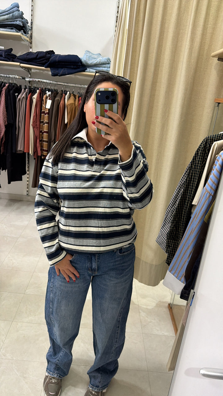 POLO RIGHE GRIGIA