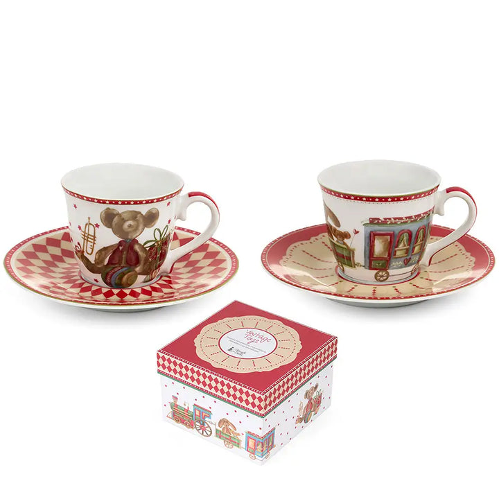 SET 2 TAZZINE CON PIATTINO VINTAGE TOYS
