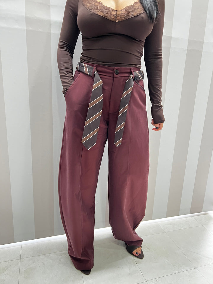 PANTALONI CRAVATTA BORDEAUX